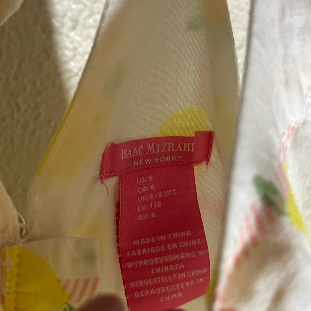 Isaac Mizrahi Lemon Pattern Kids Dress - White and Yellow - Picture 3 of 4